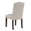 7 tables de salle à manger au design moderne pour la pièce: table brun foncé et 6 chaises rembourrées taupe, 6 sièges, garniture cloutée Suite: tissu rectangulaire texturé
