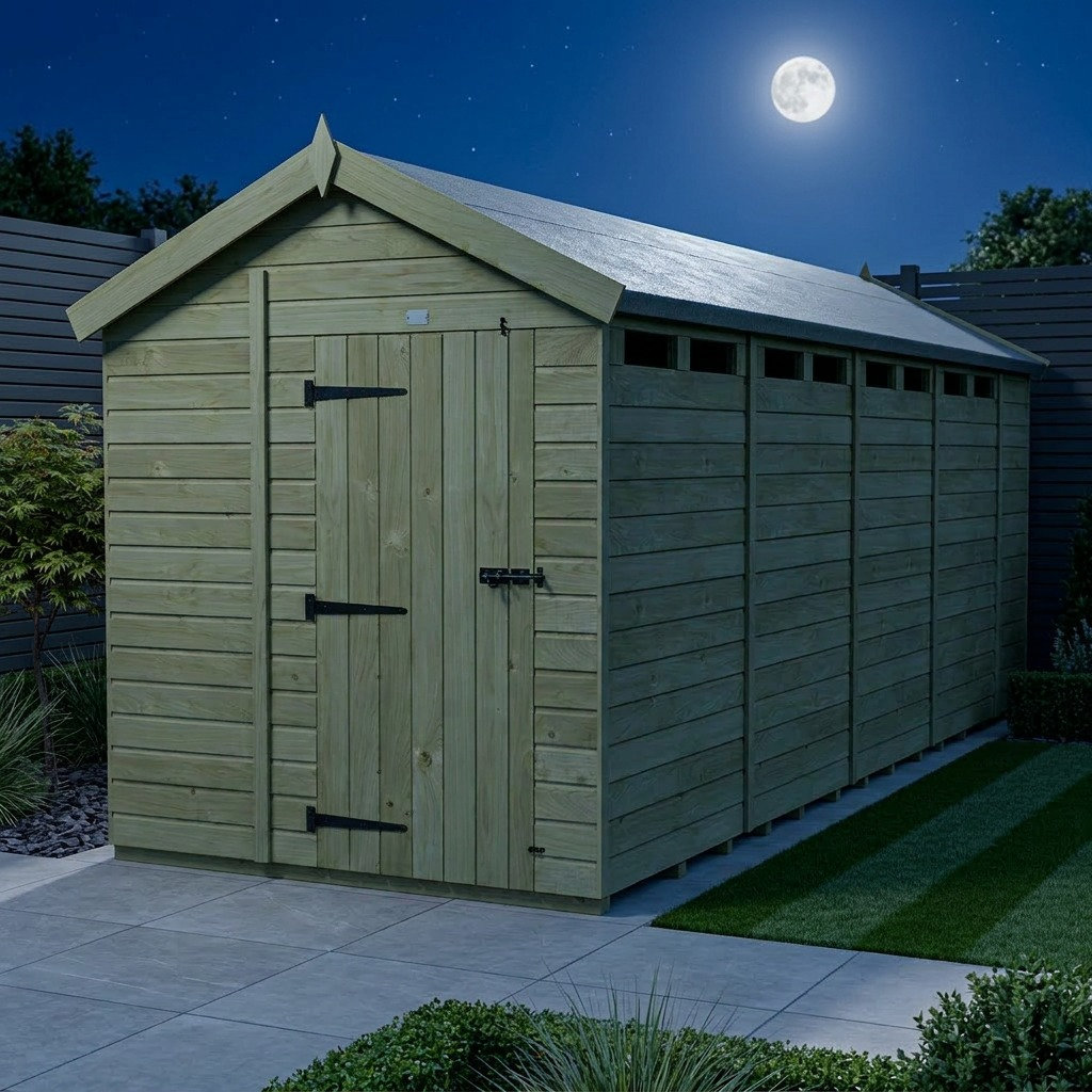 Total Sheds 6ft x 18ft Security Apex Shed - Heavy-Duty Hasp Staple Anti-Tamper - Pressure Treated Timber - UK Manufactured