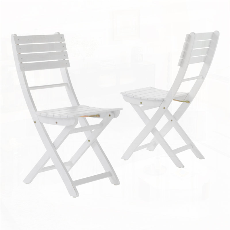 Outdoor Acacia Wood Folding Dining Chair, White