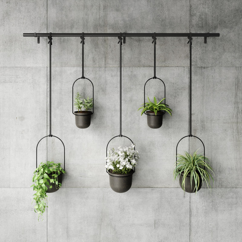 Hanging Planter with 5 pots, Black