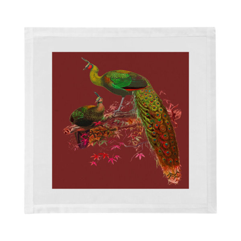 Family Pheasants Cotton Blend Square Napkins, Maple