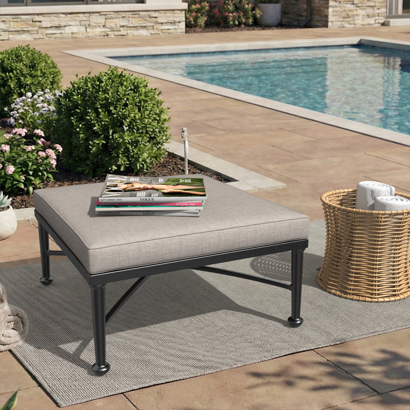 Sunbrella® Outdoor Ottoman Seat Cushion, 20" W x 22" D, Cast Silver
