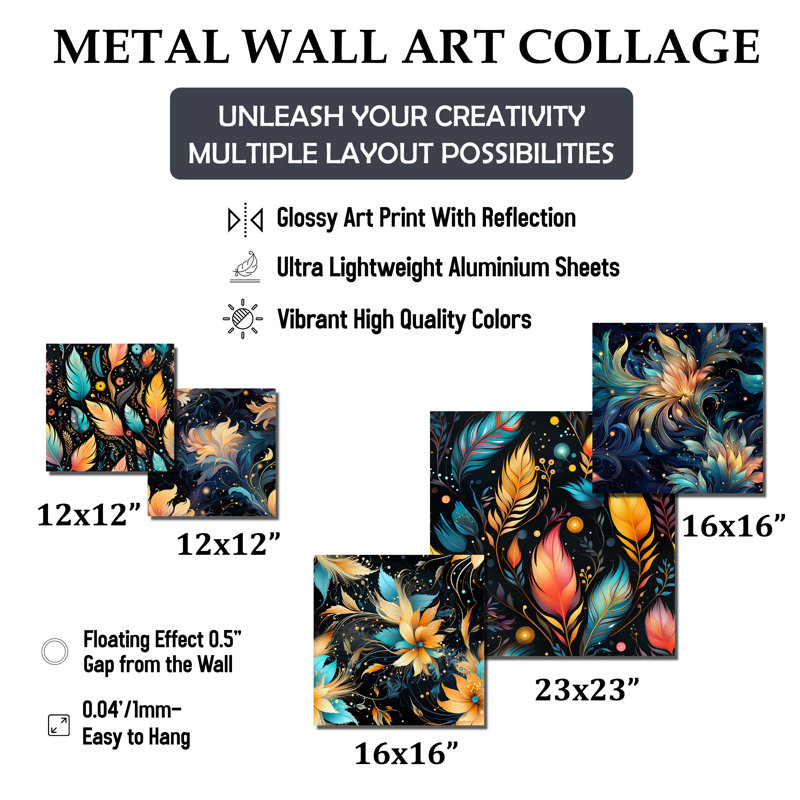 Tauryn - ensemble d'art mural floral de 5