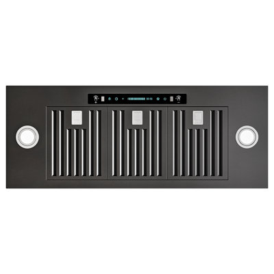 Hotte de cuisinière encastrable 36 pouces 900 pi³ / min convertible 36 pouces en acier inoxydable noir avec contrôle tactile à 4 vitesses et panneau tactile avec lumières DEL