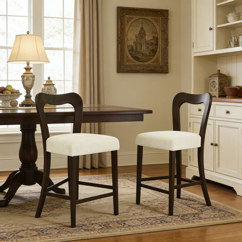 Counter Stool Without Arm Set Of 2, Dark Brown
