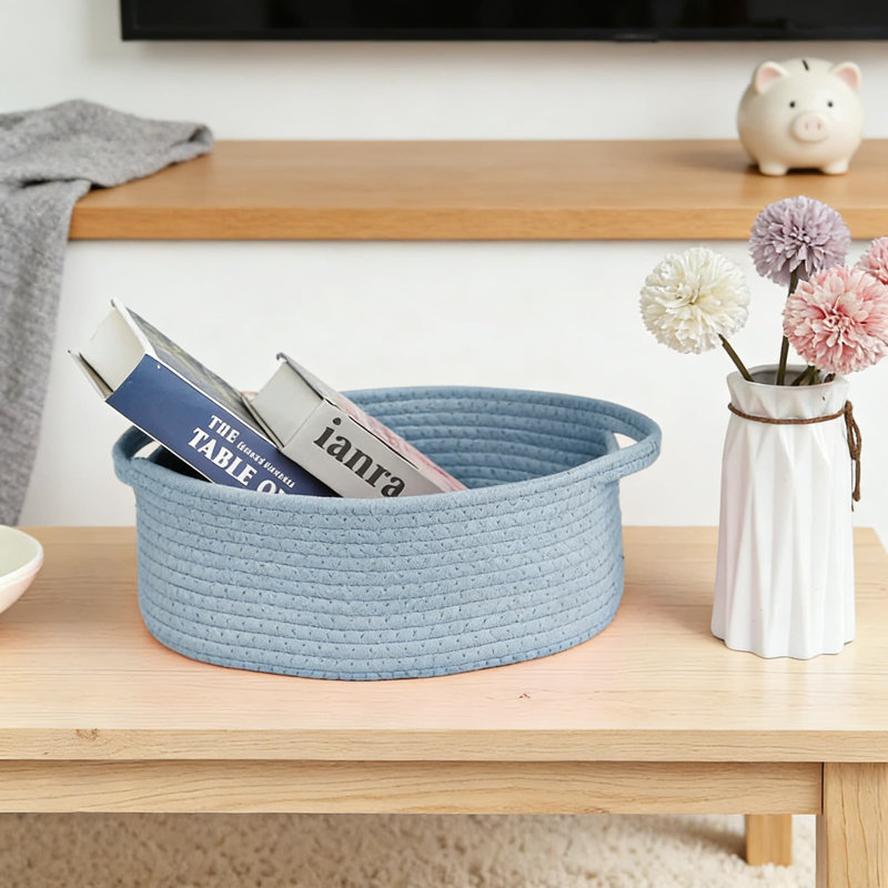 Panier de rangement tissé à la main avec poignées, bac de rangement décoratif pour tablettes, placards et décoration intérieure, panier-cadeau en corde naturelle