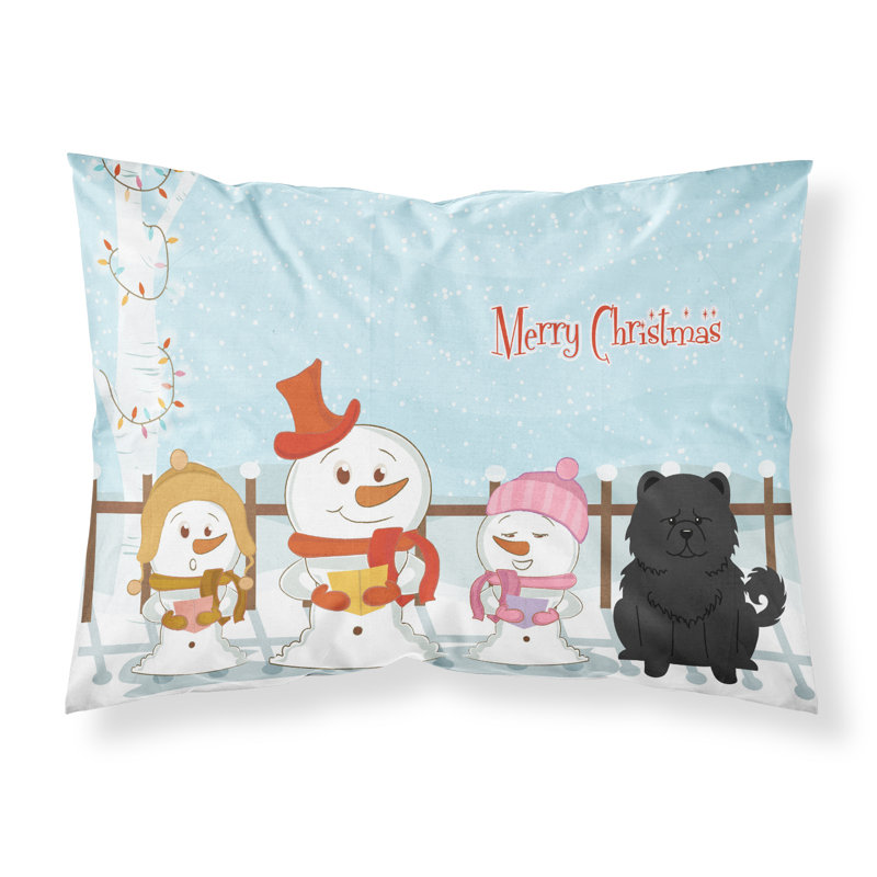 Taie d'oreiller Merry Christmas Merry Christmas, Chow-chow noir et choristes