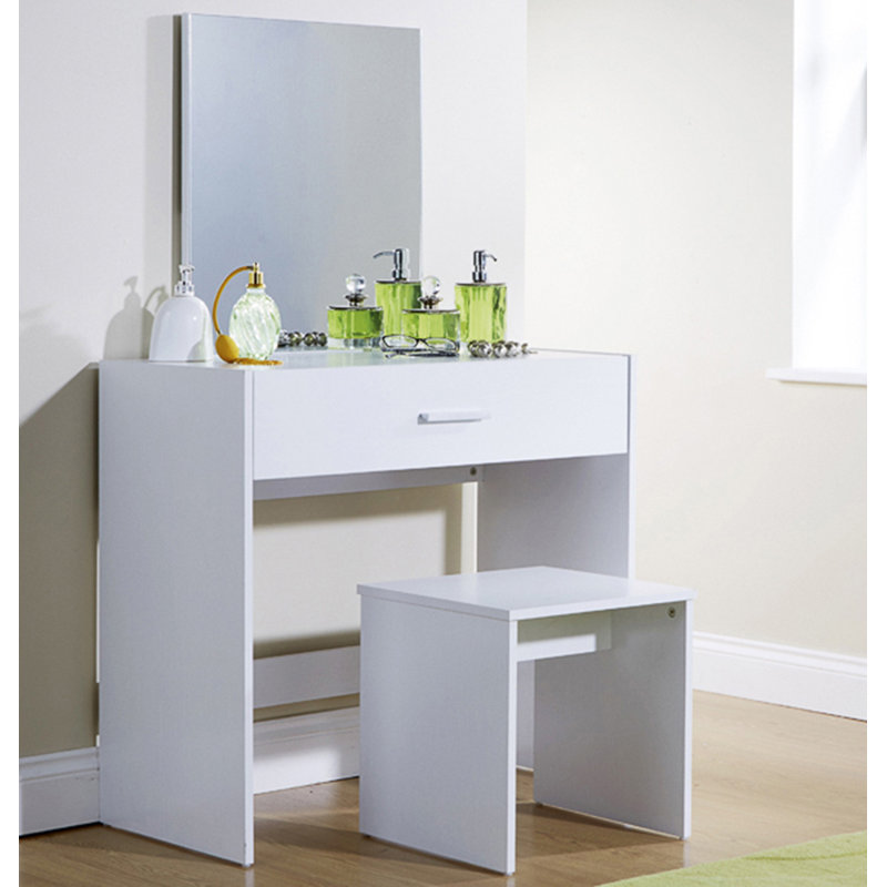 Buckland Dressing Table with Mirror, White