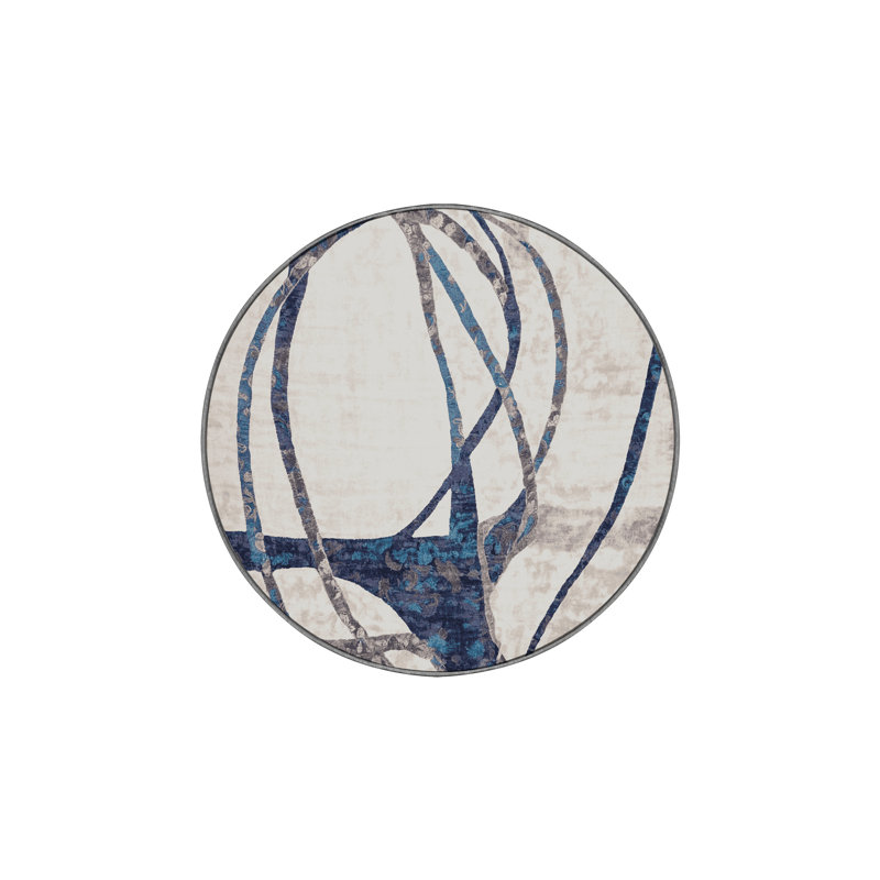 Tapis gris soyeux et moelleux, Rond 8 pi