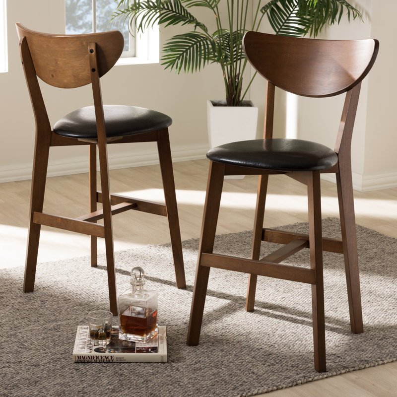 Upholstered Faux Leather Counter Stool with Solid Wood Frame, Counter Stool (24" Seat Height)