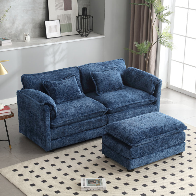 Doux chenille douce, amovible avec des poches latérales utiles, rembourrage en éponge haute densité, grand siège, repose-pieds réglable pour le positionnement du tissu - mousse, détente supplémentaire, taille 76,77 x 29,53 x 31,10 pouces
