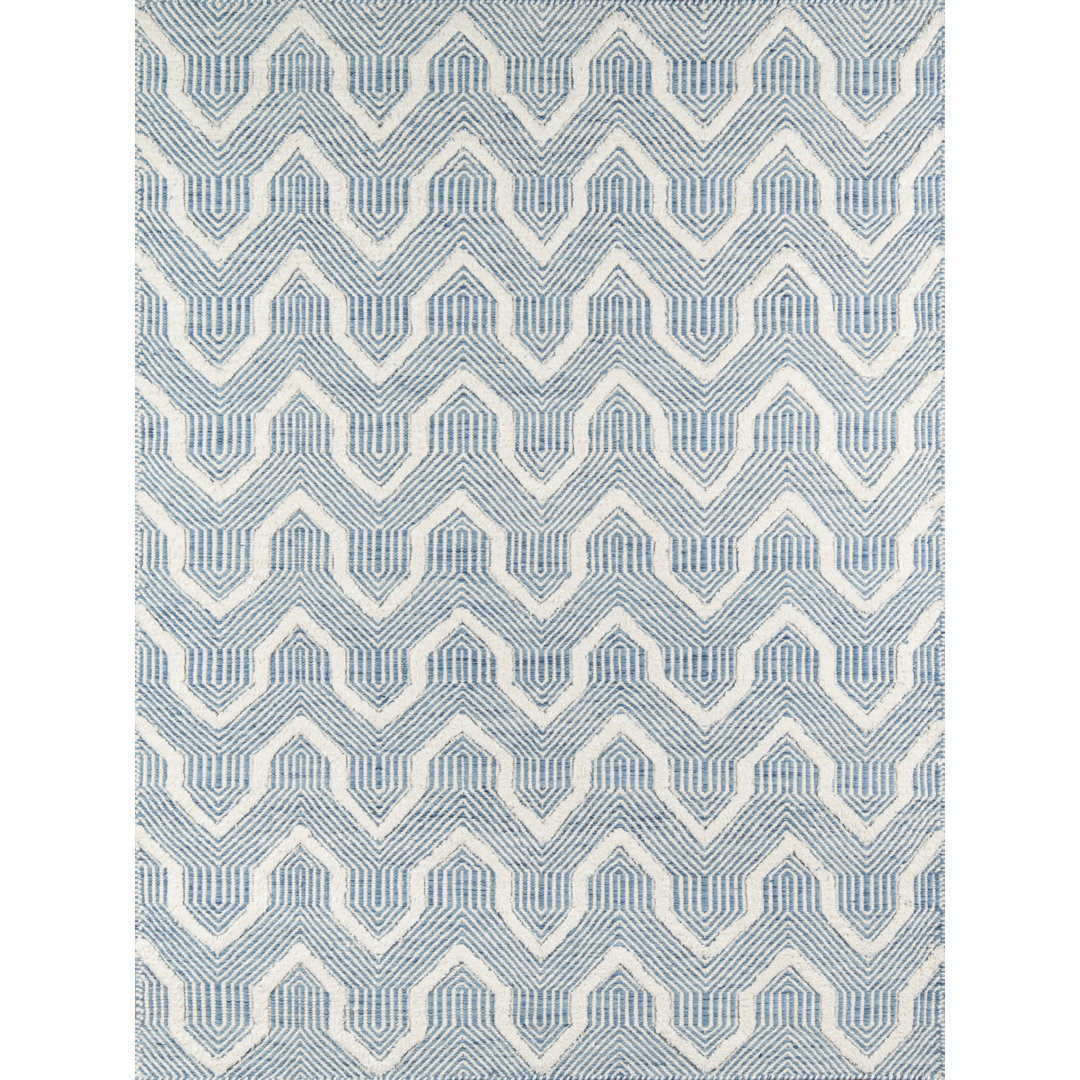 Langdon Geometric Handmade Flatweave Wool Blue/Ivory Area Rug Erin Gates by Momeni Rug 