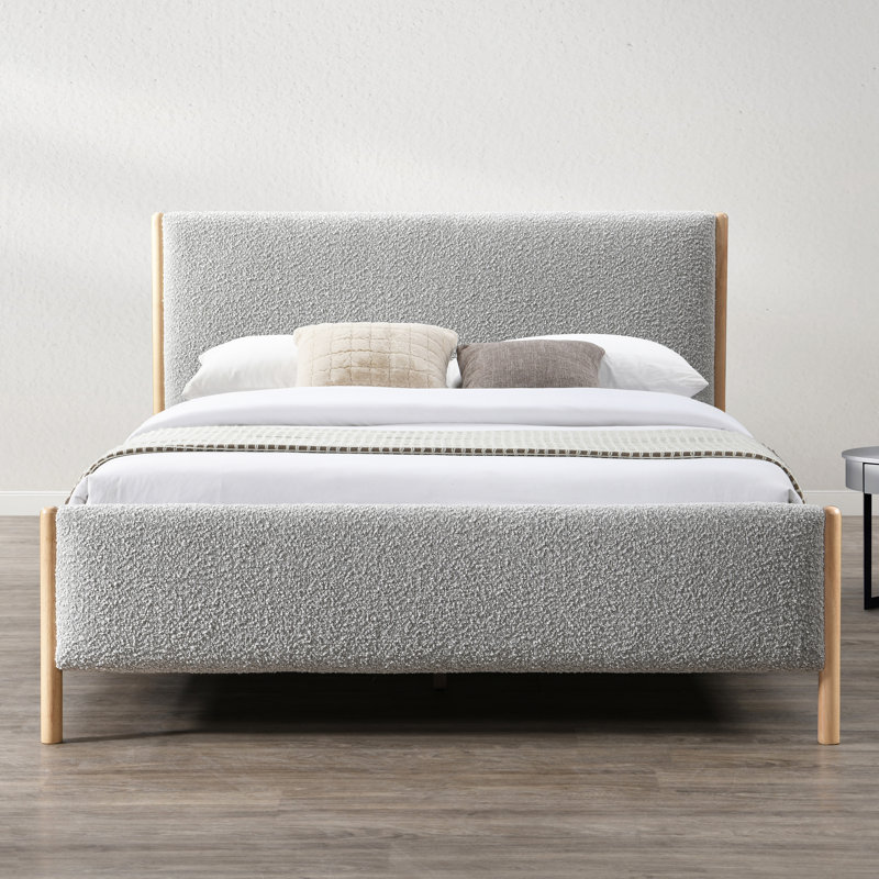 Lit plateforme tapissier Earley, Grand, gris