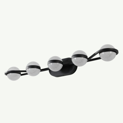 Modern Minimalist Bathroom Vanity Light, LED 5 Bulb Frosted Glass Shades, Wall Mounted Decorative Lighting Fixture, Suitable For Bathroom Vanity Mirror (Champagne)