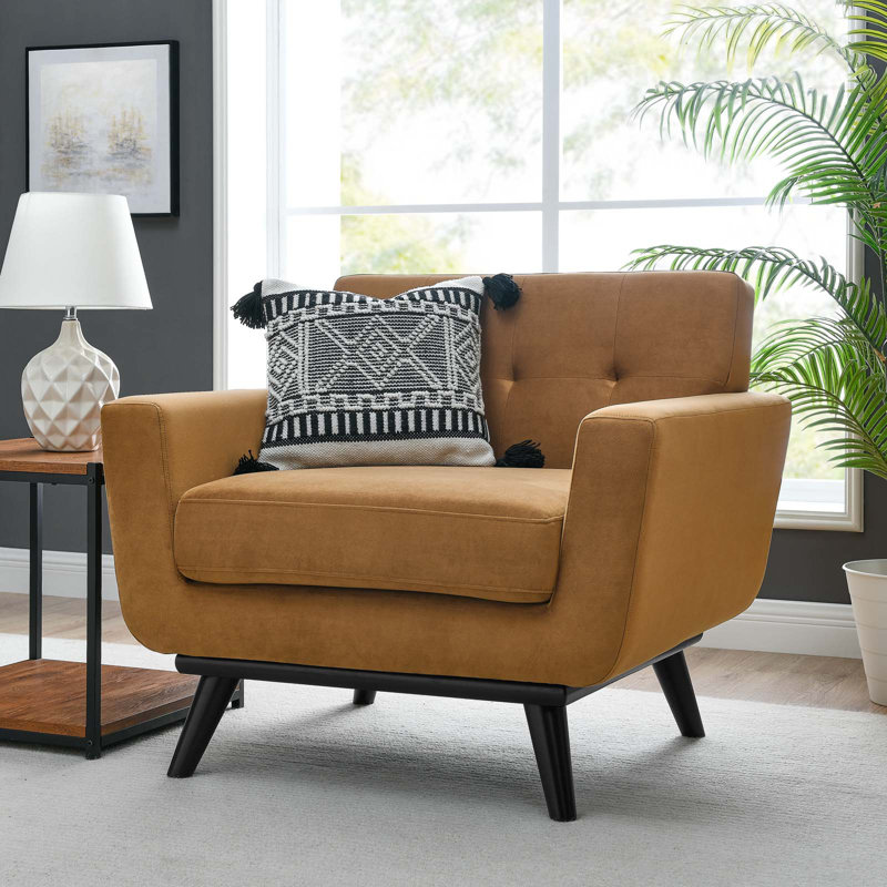 Fauteuil Engage, Velours cognac
