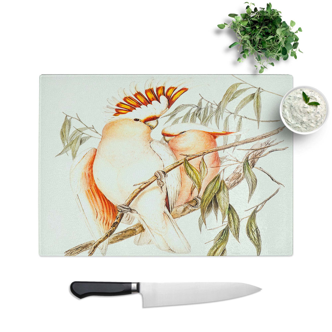 Glass Leadbeater's Cockatoos by Elizabeth Gould Chopping Board