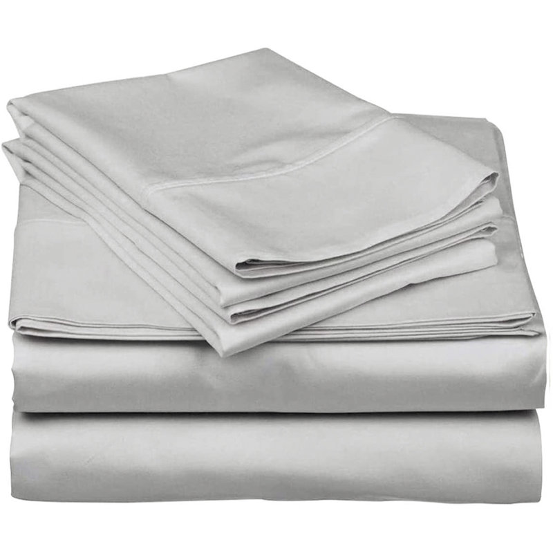 Sateen Sheet Set, Gray, King Sheet Set + 1 Fitted Sheet + 4 Pillowcases