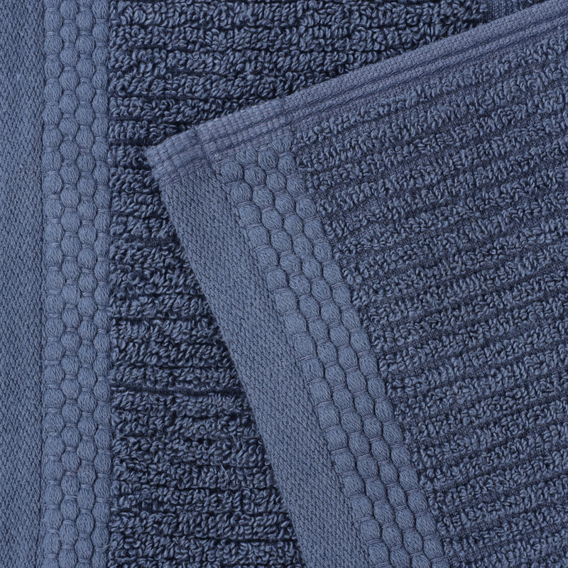 Milo Smart Twist Viscose Cotton Blend Medium Weight Quick Dry Solid Ribbed Bath Towels, Navy Blue, Bath Towels - 2 Pack