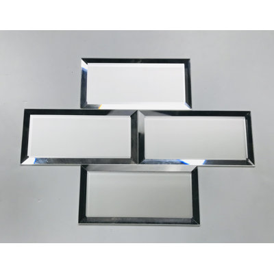 Carrelage de style métro biseauté à miroir en verre 3 po x 6 po Reflections