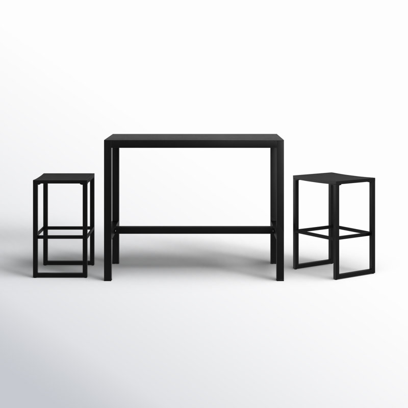 Armando Patio Dining Set with Rectangular Table, Black, 2