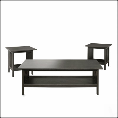 Classic Style 3-Piece Coffee and End Table Set with Antique Gray Finish for Transitional Living Rooms, Durable and Elegant