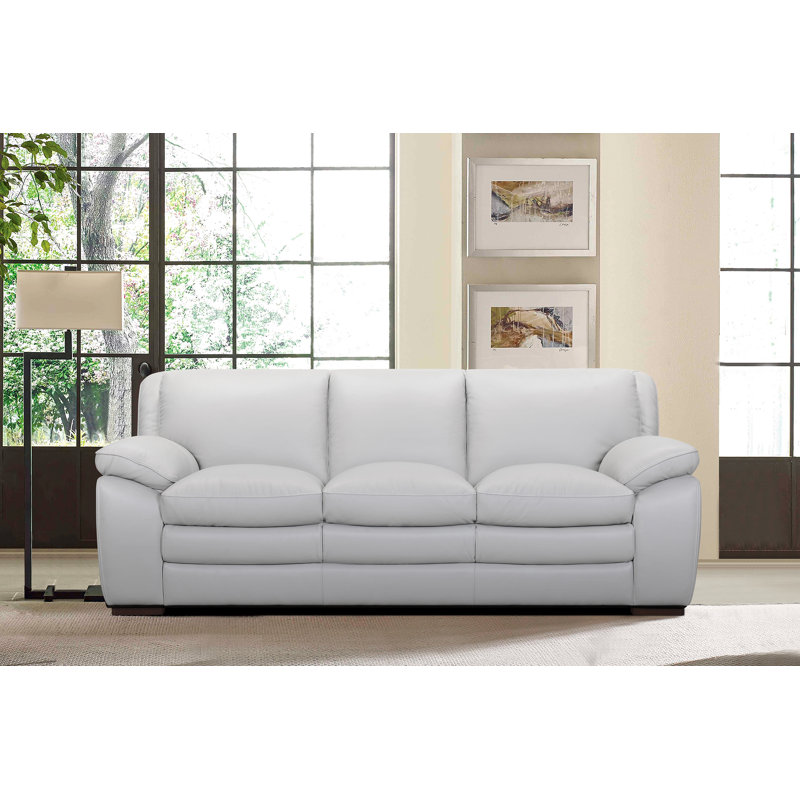 Talon 91.5'' Upholstered Sofa, Dove Gray Genuine Leather