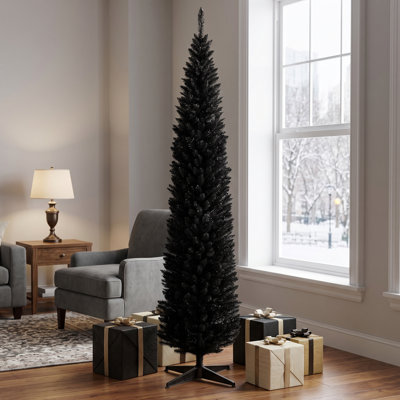 Arbre de Noël artificiel 8 pi avec branches réalistes et 618 pointes, base en plastique, noir