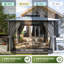 Abri de jardin à toit rigide 12 'x 12' avec double toit, abri de jardin en polycarbonate avec rideaux et filet, abri de patio permanent à cadre en aluminium pour la cour, la terrasse, le bord de la piscine-117493885-117276623