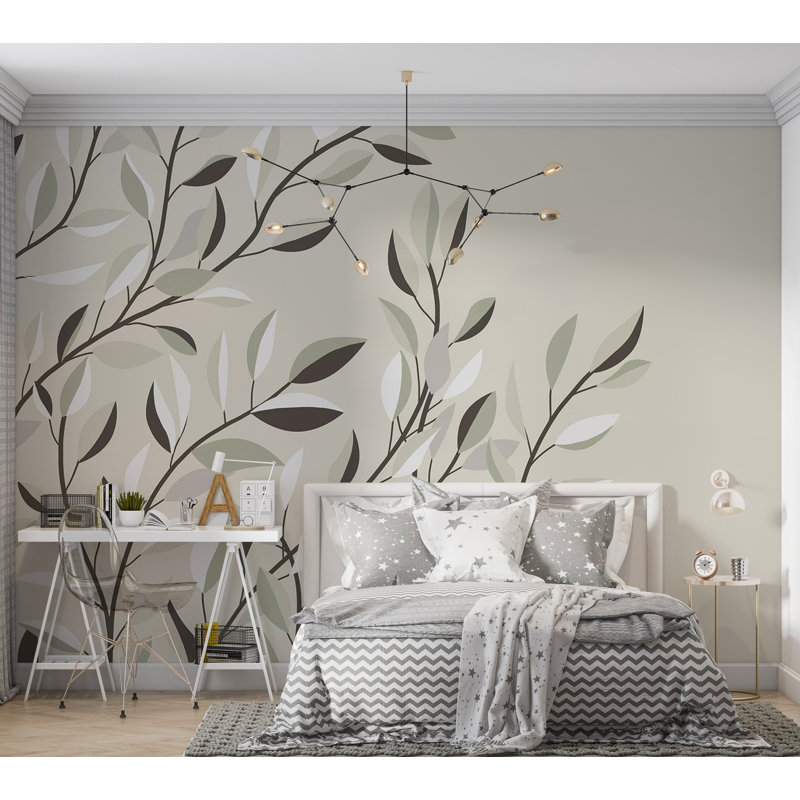 Papier peint botanique - Feuilles grimpantes, L 27 po x l 39 po