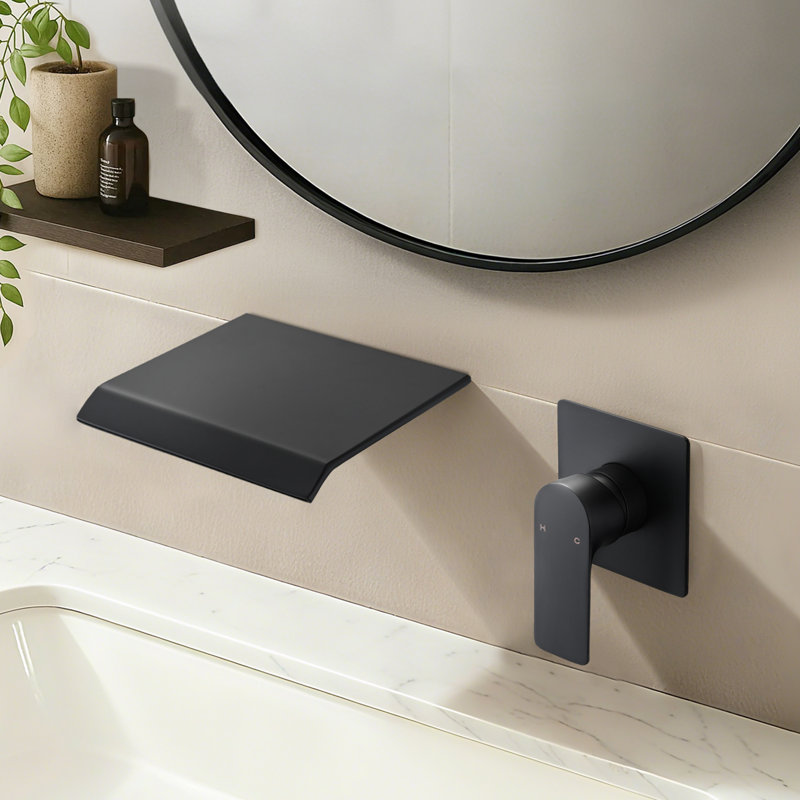 Robinet de salle de bain mural noir mat, Noir mat