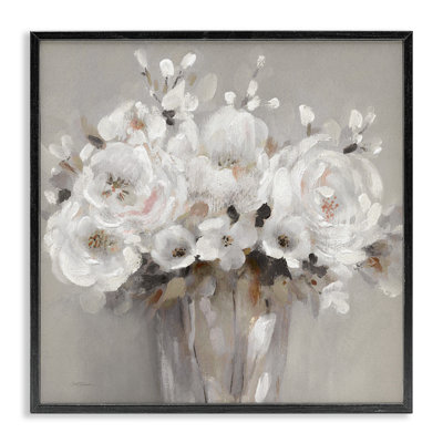 Bouquets de fleurs blanches encadrés sur bois par Carol Robinson
