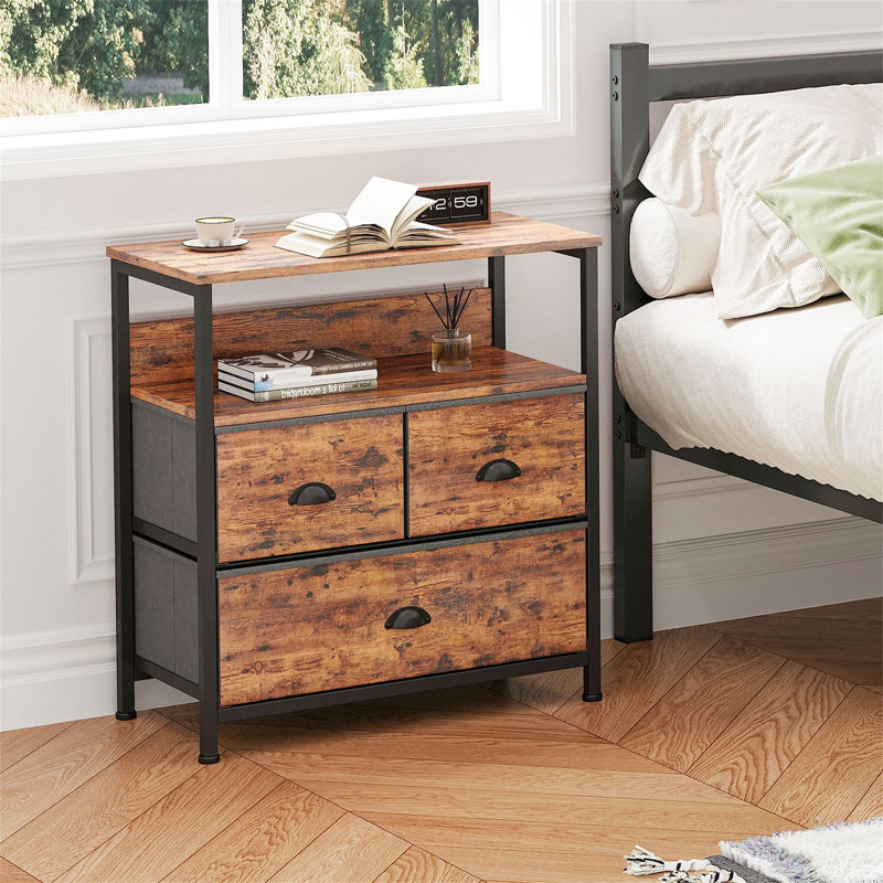 Birkner 58cm W Metal Bedside Table