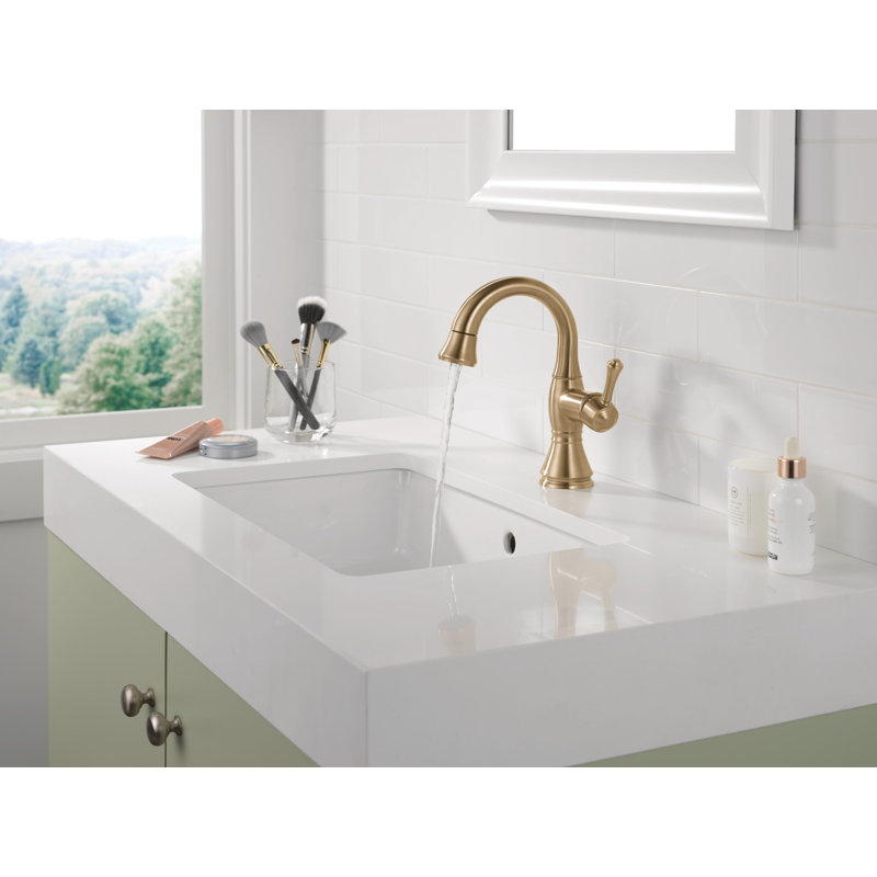 Cassidy Single Hole Pull Out Sprayer Bathroom Faucet, Single Handle Bathroom Sink Faucet, Champagne Bronze