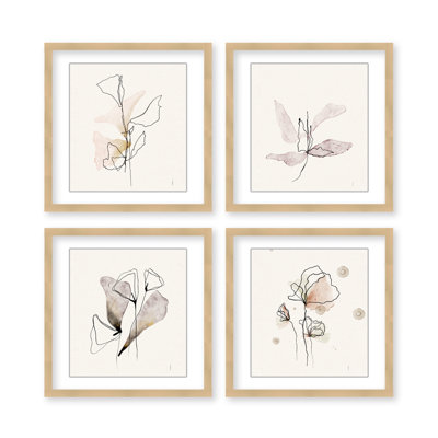 Nature Inspired Fluttering Blossoms: A Quad Of Abstract Florals And Butterflies