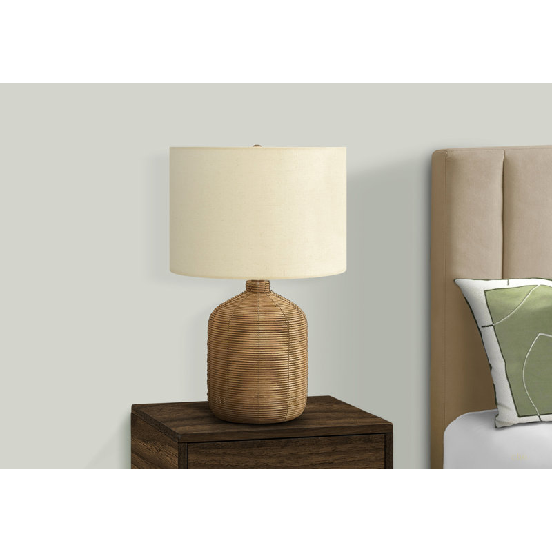 Lighting, 23"H, Table Lamp, Rattan, Shade, Modern, Brown