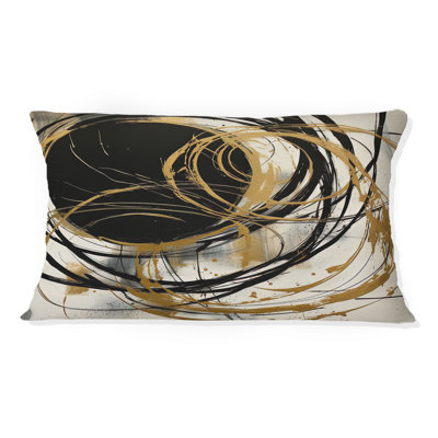 Black And Gold The Art Of Chaos V - Abstract Painting Printed Pillow