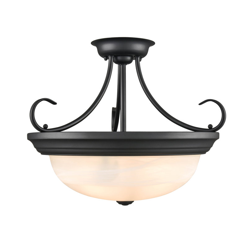 Plafonnier semi-encastré 3 lumières 17 po Snedeker, Noir mat