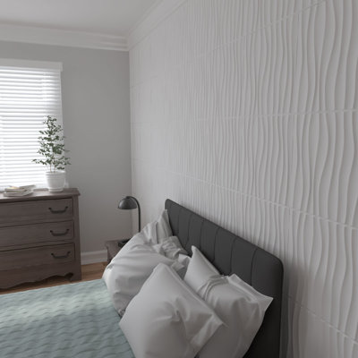 19.625" x 19.625" 3D Wall Panel in White (50-pack)