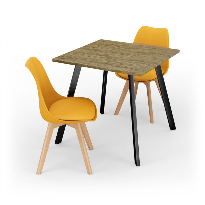 2 - Person Dining Set, Rustic Oak / Black
