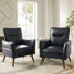 Fauteuil moderne en simili cuir avec pieds en bois massif Amiriya