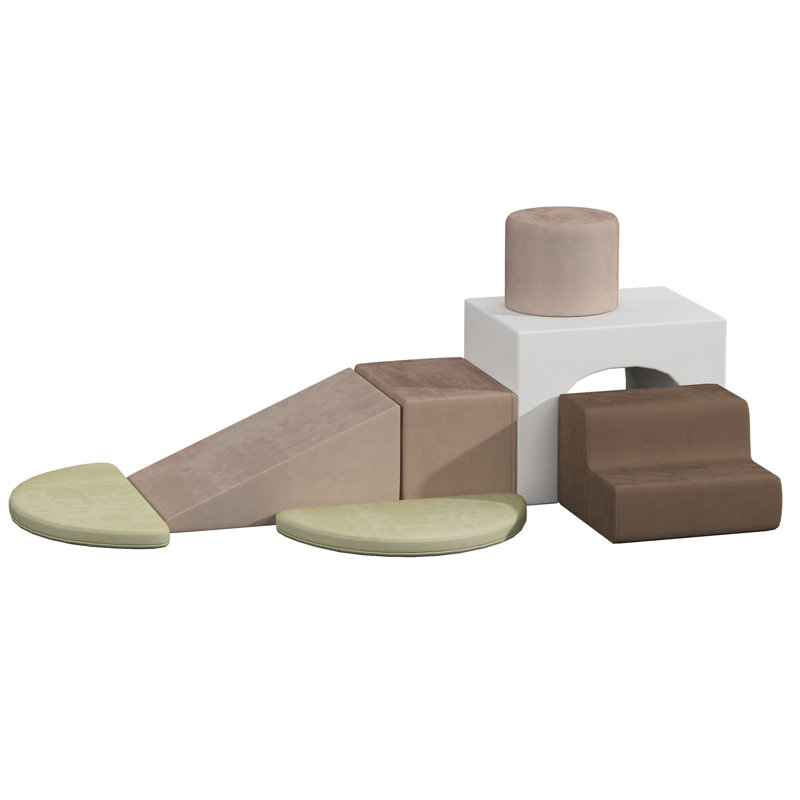 Ensemble de blocs d'escalade en mousse 7 pièces SoftPark pour tout-petits, Gris