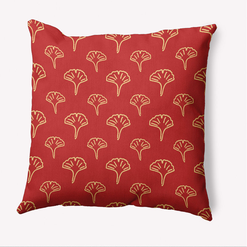 Coussin décoratif intérieur / extérieur Cottage Ginko, H 20 po x l 20 po, Rouge, Carré