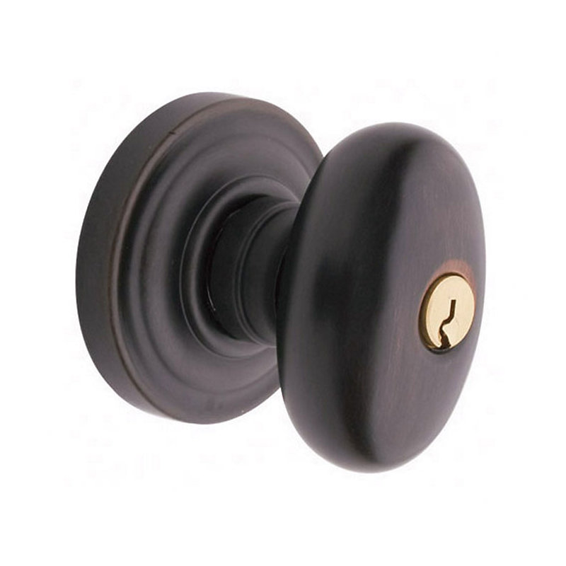 Egg  Keyed Entry Door Knob Set with Classic Rosette, Venetian Bronze