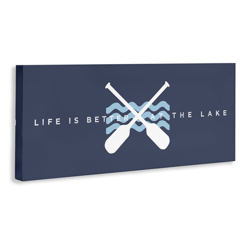 «Life Better At Lake Crossed Oars», art mural par Lil 'Rue, H 20 po x l 48 po x P 1,5 po