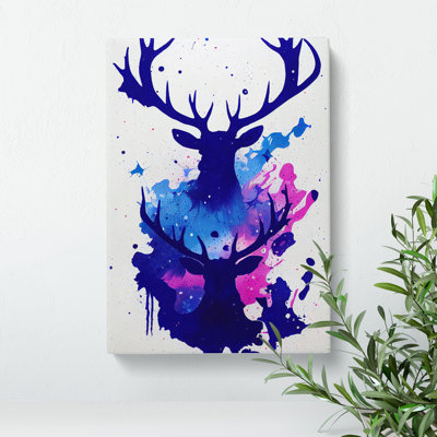 XC1022-4799X Two Painted Stags No.4 Abstract - Wrapped Canvas Print