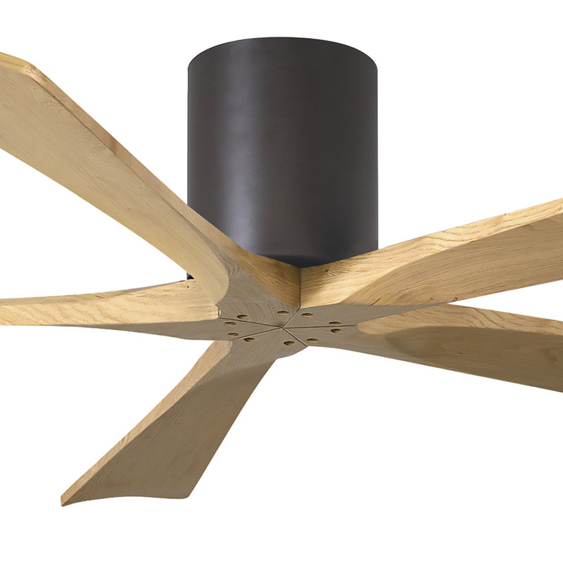 60" Irene 5-Blade Hugger Ceiling Fan with Wall Remote, 60", Polished Chrome, Light Maple Tone