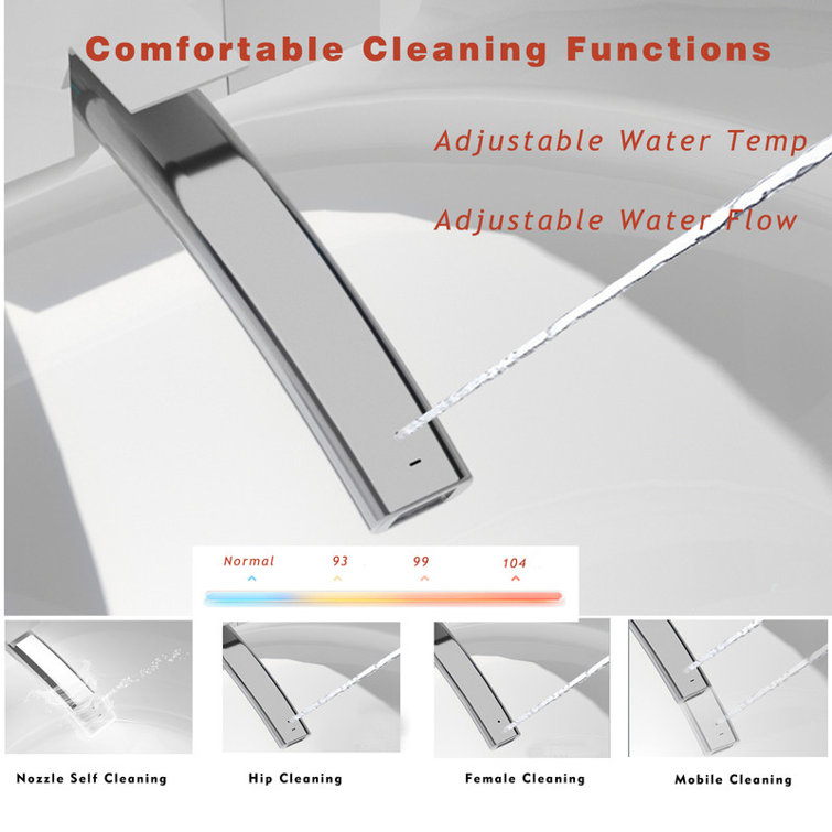 Smart Toilet with Bidet Built In, Intelligent One Piece Toilet , Auto Open/Close Seat Foot Sensor
