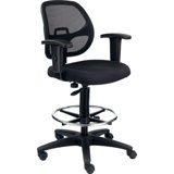 Traditional Backed Adjustable Height Ergonomic Lab Stool with Footring Wheels