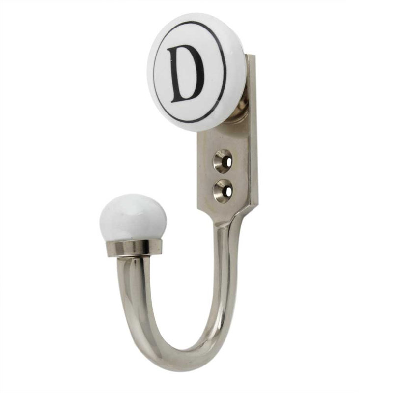 Letter D Ceramic Wall Hook