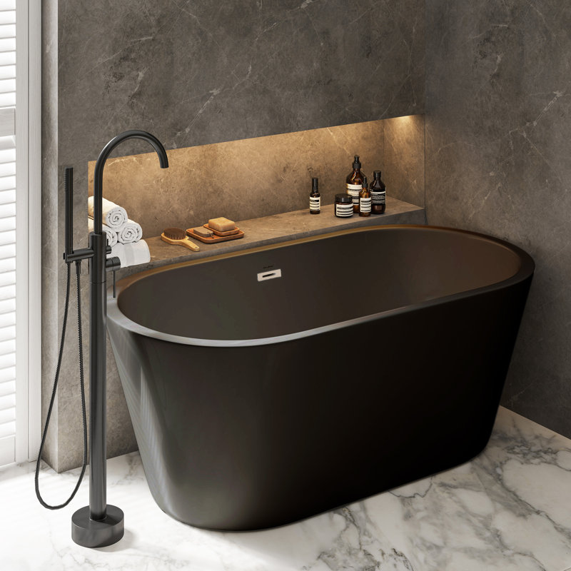 Claire 60" Freestanding Bathtub in Matte Black, Matte Black